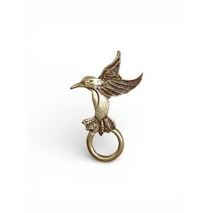 Vintage Hummingbird Eyeglass Holder Pin Silver Tone Bird Brooch Spectacle Loop